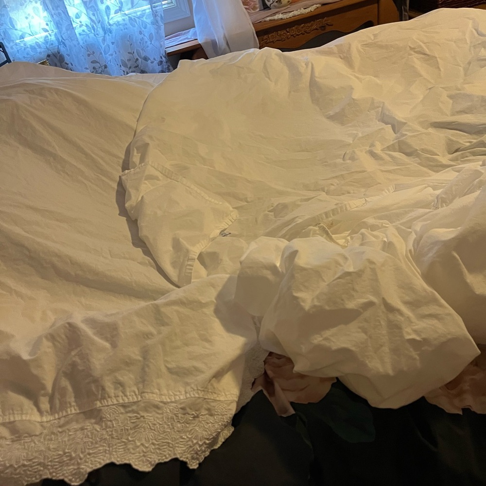 Simply Shabby Chic~White Lace Sheet Set~cotton~twin~4 pieces - Picture 14 of 16